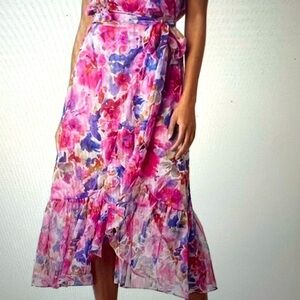 NWT Misa floral ruffle midi skirt in full bloom